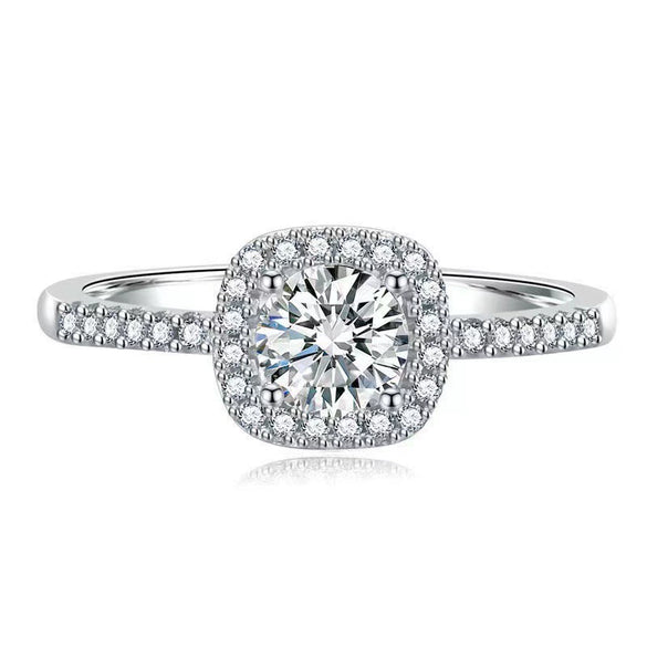 Wholesale Jewelry Silver Classic Square Moissanite Inlay Women's Wedding Ring