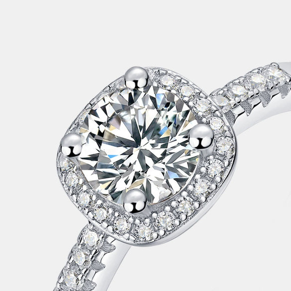 Wholesale Jewelry Silver Classic Square Moissanite Inlay Women's Wedding Ring