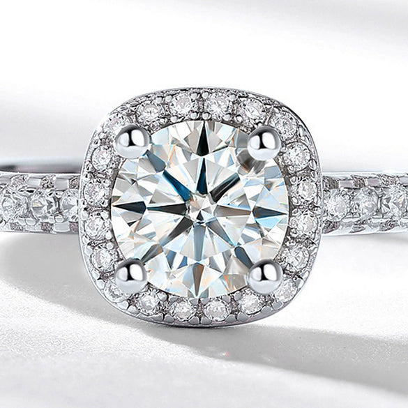 Wholesale Jewelry Silver Classic Square Moissanite Inlay Women's Wedding Ring