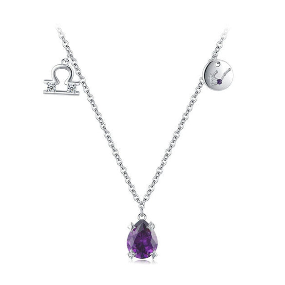 Wholesale Jewelry 225 Silver Constellation Libra Inlay Necklace