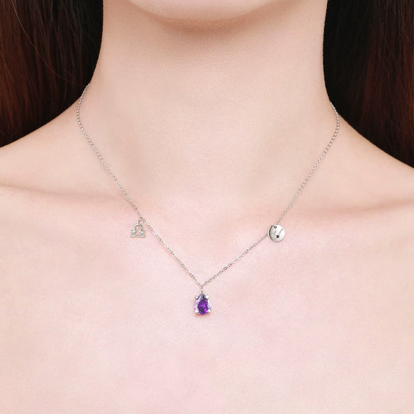 Wholesale Jewelry 225 Silver Constellation Libra Inlay Necklace