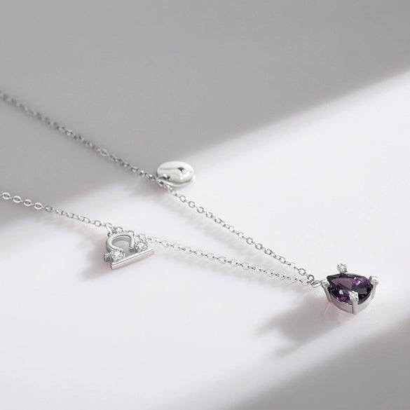 Wholesale Jewelry 225 Silver Constellation Libra Inlay Necklace