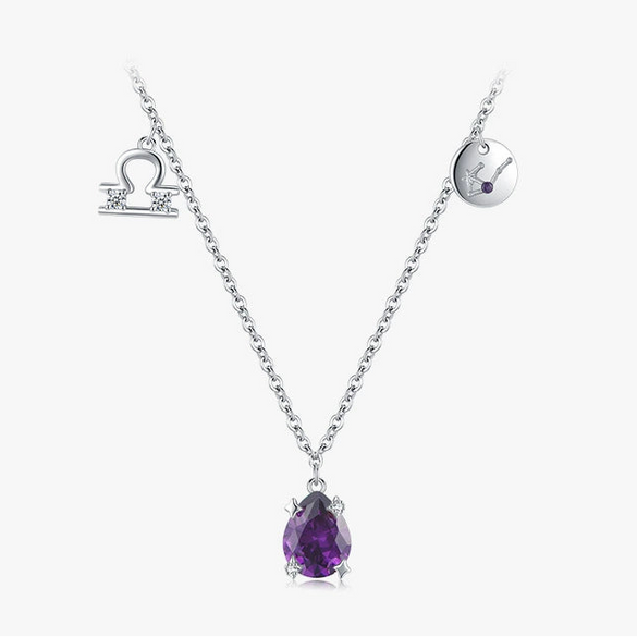 Wholesale Jewelry 225 Silver Constellation Libra Inlay Necklace