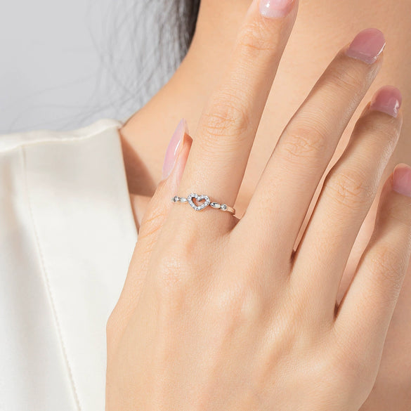 Wholesale Jewelry Silver Cool Style Heartshaped Ring For Women