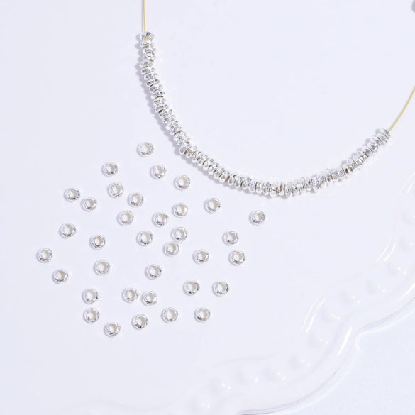 Wholesale Jewelry Silver Flat Round Broken Loose Beads Electroplating Diy Handmade Spacer Bead Bracelet Accessories Baroque Style