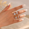 Wholesale Jewelry Silver Geometric Diamond Ring With Electroplating For Women