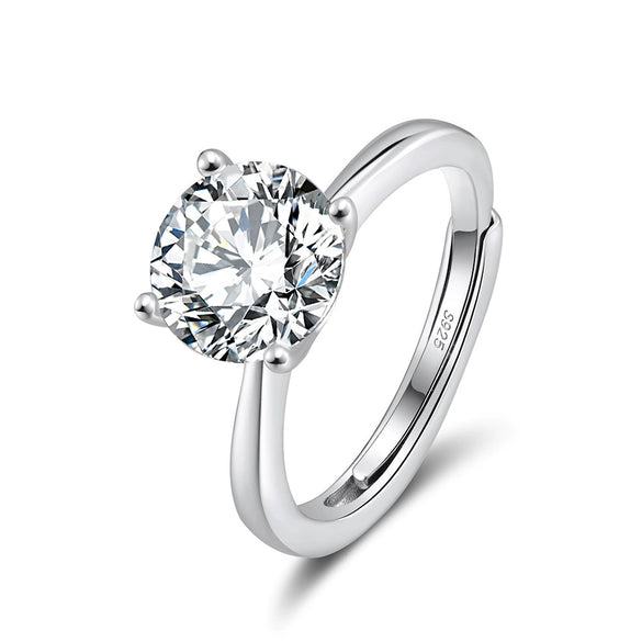 Wholesale Jewelry Silver Geometric Diamond Ring With Electroplating For Women