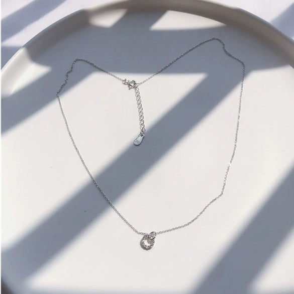 Wholesale Jewelry Silver Geometric Donut And Cross Pendant Necklace With Zircon And Diamond And Ochain Ring