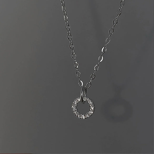 Wholesale Jewelry Silver Geometric Donut And Cross Pendant Necklace With Zircon And Diamond And Ochain Ring