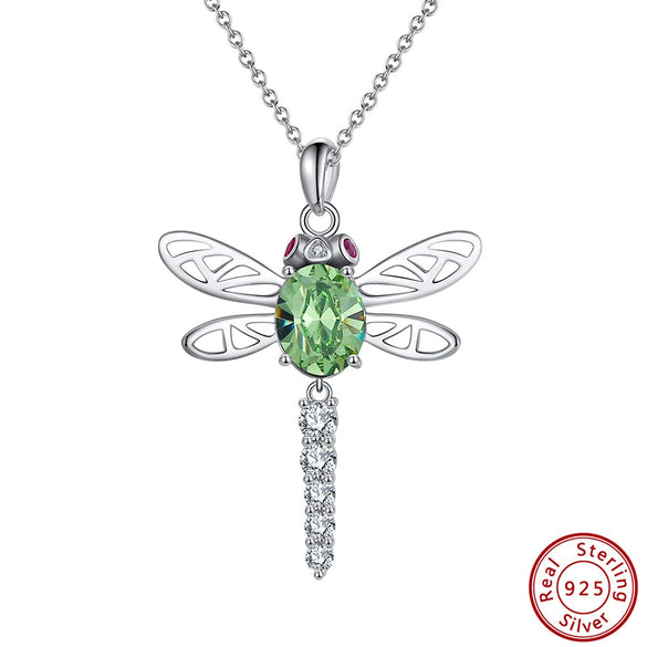 Wholesale Jewelry Silver Geometric Dragonfly Pendant Necklace With Electroplating