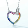Wholesale Jewelry 925 Silver Geometric Rainbow Zircon Love Necklace With Diamond Design And Cross Chain