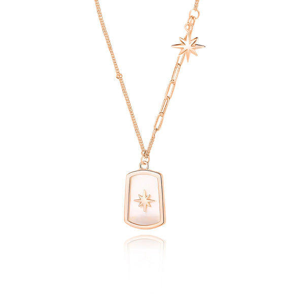 Wholesale Jewelry 925 Silver Geometric Star Square Shield Bead Necklace With Electroplating For Women Retro Cold Style