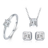 Wholesale Jewelry Silver Geometric Style Set With Precious Stones Clavicle Chain Necklace Earrings Ring