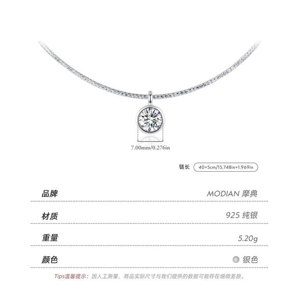 Wholesale Jewelry Silver 925 Geometric Style Single Diamond Casual Clavicle Necklace For Women