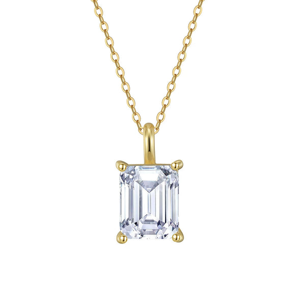 Wholesale Jewelry 925 Silver Geometric Zircon Pendant Necklace With Electroplating And Sugar Cube Shape
