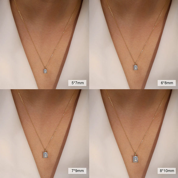 Wholesale Jewelry 925 Silver Geometric Zircon Pendant Necklace With Electroplating And Sugar Cube Shape