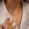 Wholesale Jewelry 925 Silver Geometric Zircon Pendant Necklace With Electroplating And Sugar Cube Shape