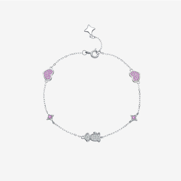 Wholesale Jewelry Silver 925 Heart Puppy Geometric Style Bracelet Set With Diamonds Platinum 18K Gold Electroplated For Women