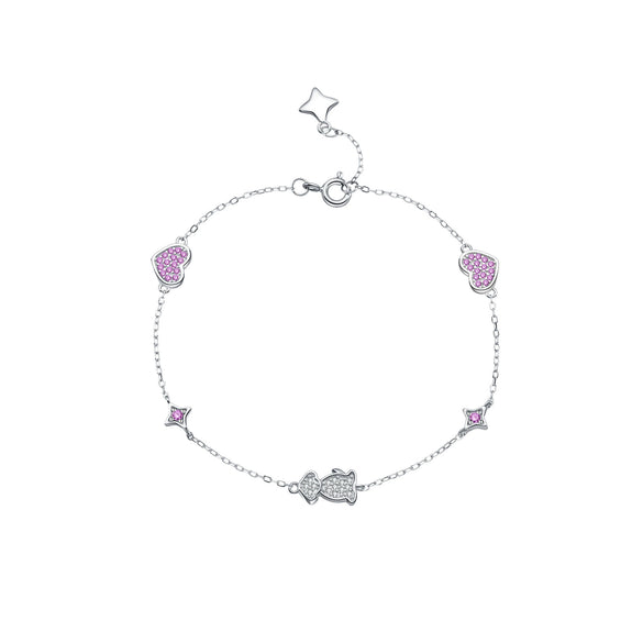 Wholesale Jewelry Silver 925 Heart Puppy Geometric Style Bracelet Set With Diamonds Platinum 18K Gold Electroplated For Women