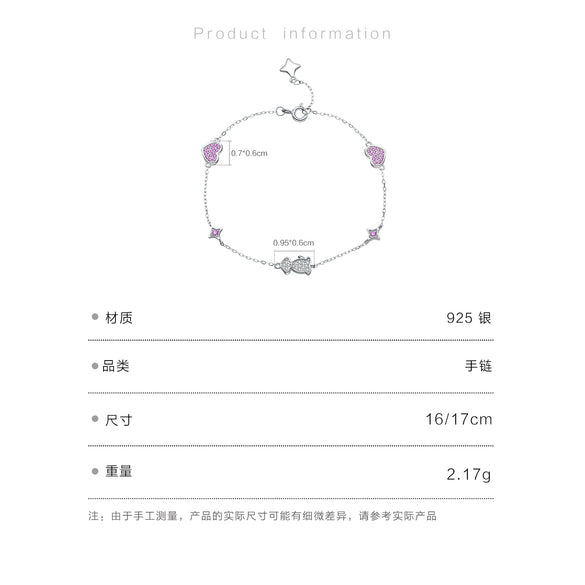 Wholesale Jewelry Silver 925 Heart Puppy Geometric Style Bracelet Set With Diamonds Platinum 18K Gold Electroplated For Women
