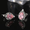 Wholesale Jewelry 925 Silver Inlaid Pink Dropshaped Zircon Pendant Geometric Style Electroplated Necklace For Women