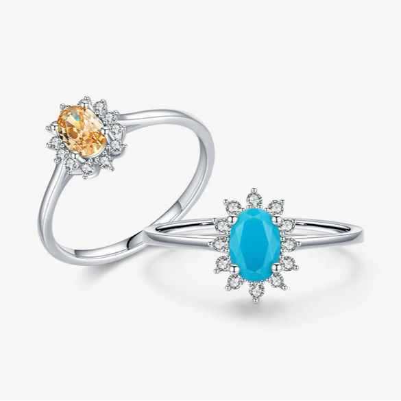 Wholesale Jewelry Silver 925 Inlaid Turquoise Geometric Original Design Ring For Women
