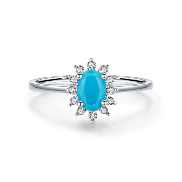 Wholesale Jewelry Silver 925 Inlaid Turquoise Geometric Original Design Ring For Women