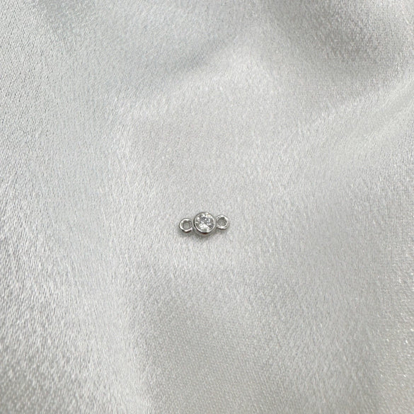 Wholesale Jewelry Silver 925 Inlaid Zircon Double Hanging Round Diy Semi Finished Bracelet Necklace Connecting Piece Material