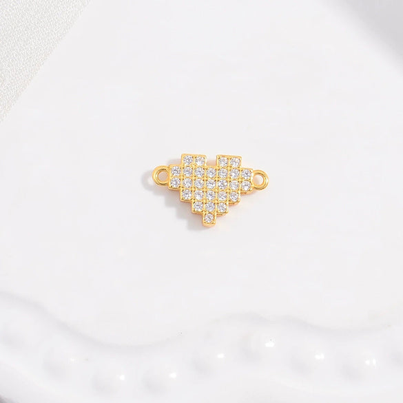 Wholesale Jewelry Silver Inlaid Zirconia Heart Shaped Connector Accessories