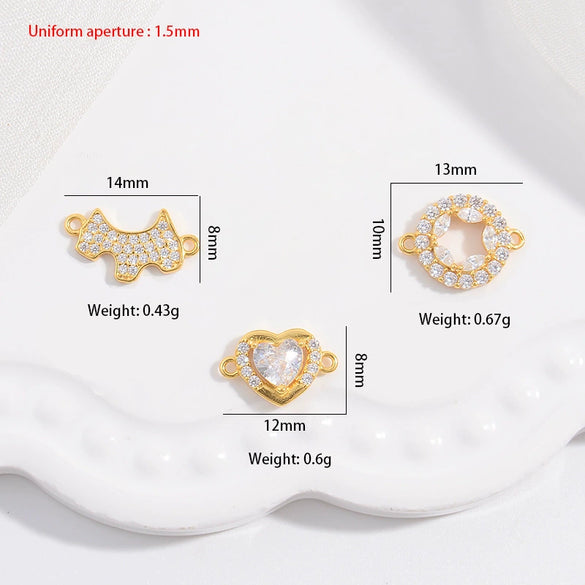 Wholesale Jewelry Silver Inlaid Zirconia Heart Shaped Connector Accessories