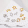 Wholesale Jewelry Silver Inlaid Zirconia Heart Shaped Connector Accessories