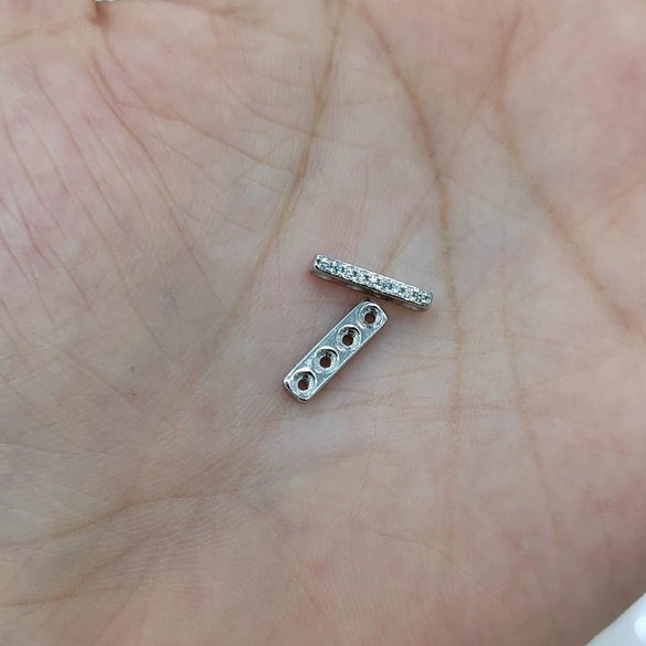 Wholesale Jewelry Silver 925 Inlaid Zirconia Oval Spacer Bead Accessories Simple Style