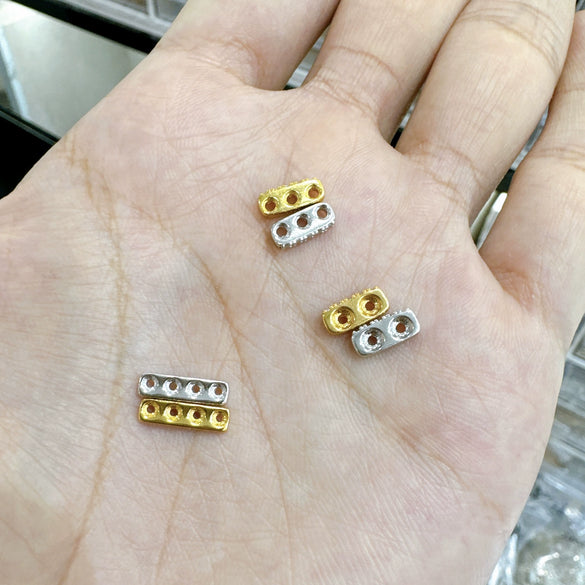 Wholesale Jewelry Silver 925 Inlaid Zirconia Oval Spacer Bead Accessories Simple Style