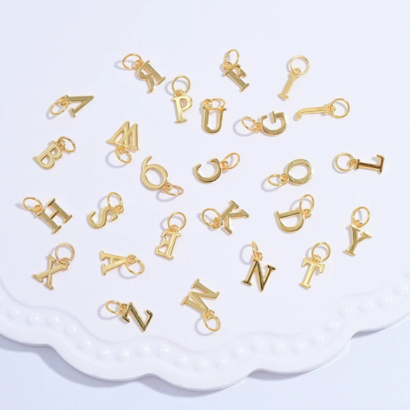 Wholesale Jewelry Silver Minimalist Letter Pendant Electroplated Accessories For Bracelet Necklace Earrings