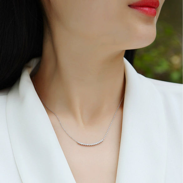 Wholesale Jewelry 925 Silver Moissanite Inlay Geometric Cross Chain Necklace For Women