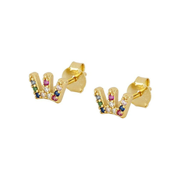 Wholesale Jewelry Silver Needle Copper Crown Style Electroplated Earrings For Couple