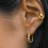 Wholesale Jewelry Silver Needle Copper Geometric Twisted Circle Hoop Earrings For Women Electroplated