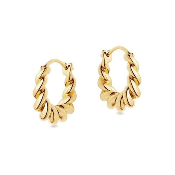 Wholesale Jewelry Silver Needle Copper Geometric Twisted Circle Hoop Earrings For Women Electroplated
