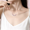 Wholesale Jewelry Silver Peach Blossom Love Clavicle Chain Inlaid Zircon Natural Style