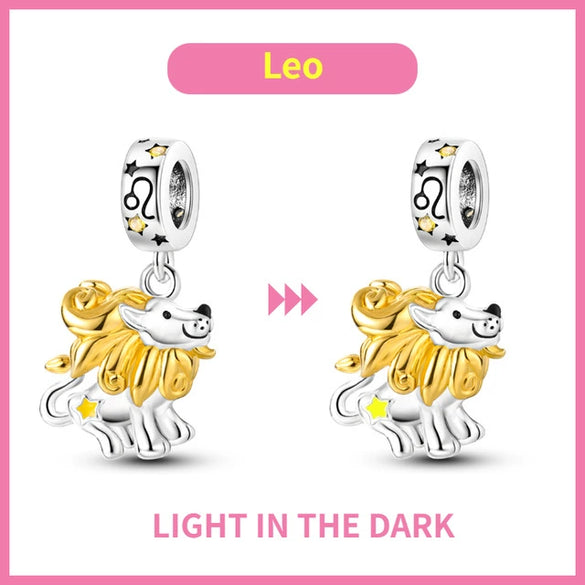 Wholesale Jewelry 925 Silver Plated Copper Magic Luminous Twelve Constellation Pendant