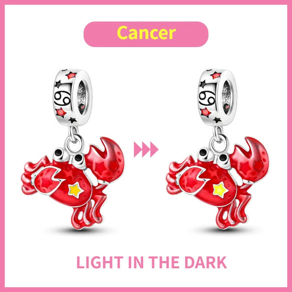 Wholesale Jewelry 925 Silver Plated Copper Magic Luminous Twelve Constellation Pendant
