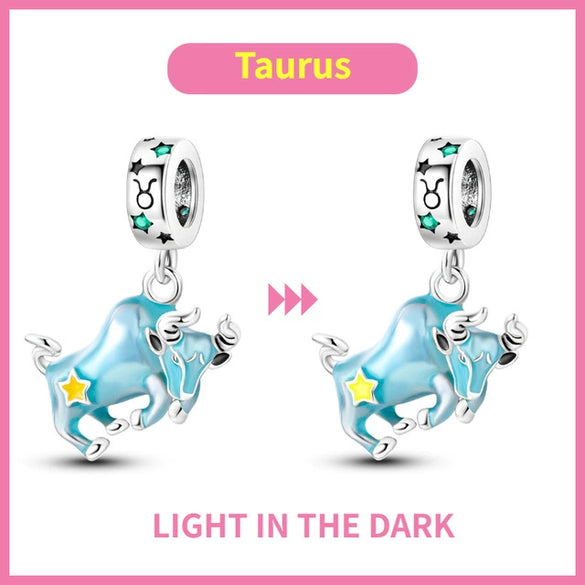 Wholesale Jewelry 925 Silver Plated Copper Magic Luminous Twelve Constellation Pendant