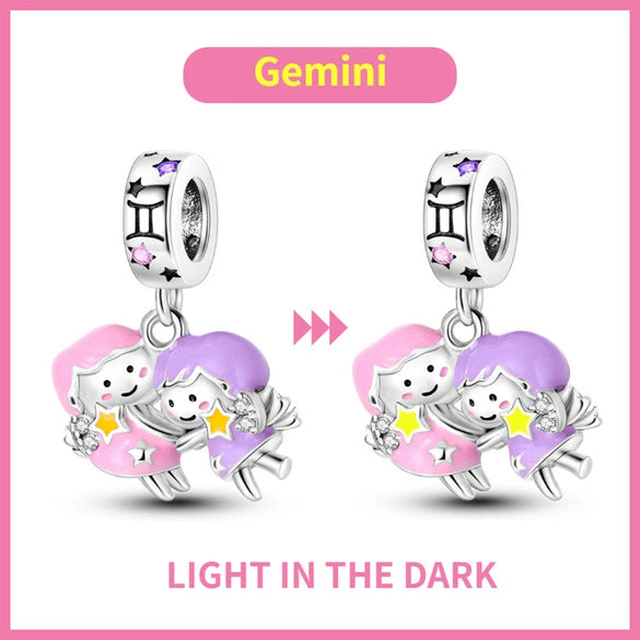 Wholesale Jewelry 925 Silver Plated Copper Magic Luminous Twelve Constellation Pendant