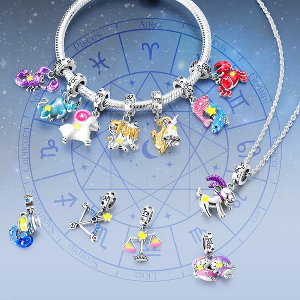 Wholesale Jewelry 925 Silver Plated Copper Magic Luminous Twelve Constellation Pendant