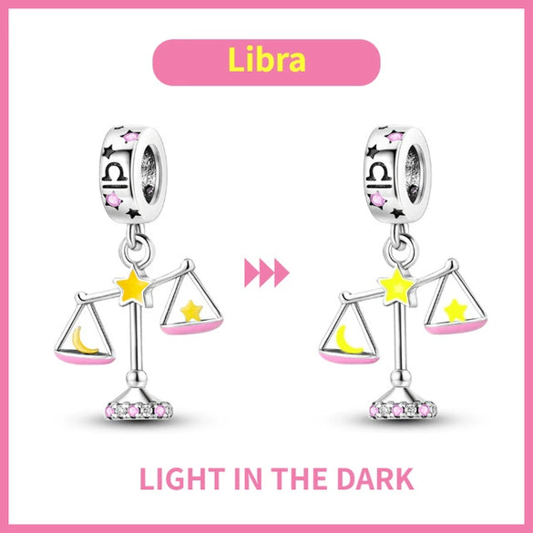 Wholesale Jewelry 925 Silver Plated Copper Magic Luminous Twelve Constellation Pendant