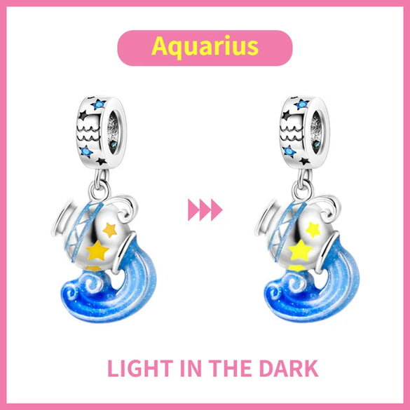 Wholesale Jewelry 925 Silver Plated Copper Magic Luminous Twelve Constellation Pendant