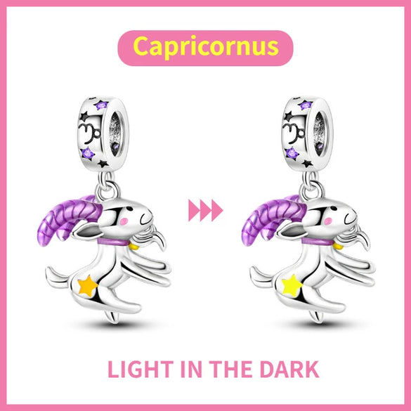 Wholesale Jewelry 925 Silver Plated Copper Magic Luminous Twelve Constellation Pendant