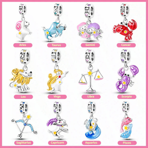 Wholesale Jewelry 925 Silver Plated Copper Magic Luminous Twelve Constellation Pendant