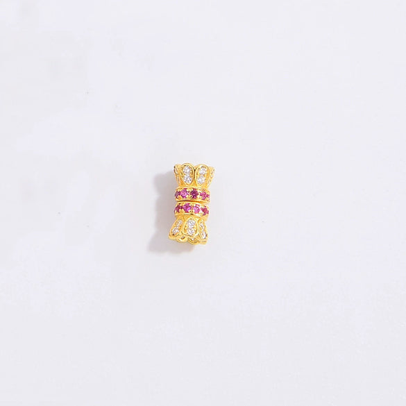 Wholesale Jewelry 925 Silver Set With Zircon Small Waist Pattern Barrel Beads Spacer Beads Pearl Buckle