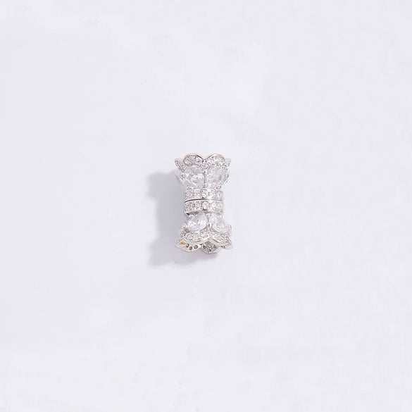 Wholesale Jewelry 925 Silver Set With Zircon Small Waist Pattern Barrel Beads Spacer Beads Pearl Buckle